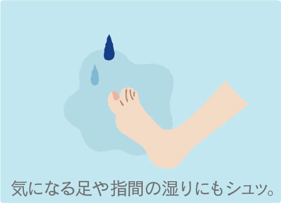 気になる足や指間の湿りにもシュッ。